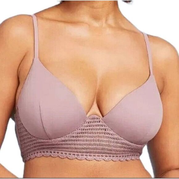 Shade & Shore Women’s Longline Crocheted Bikini Top Swimwear Size 34C - Picture 1 of 10